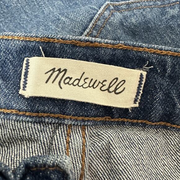 Madewell Jeans Women Size 26 Classic Straight High Rise Raw Hem Crop Medium Wash - Picture 9 of 14